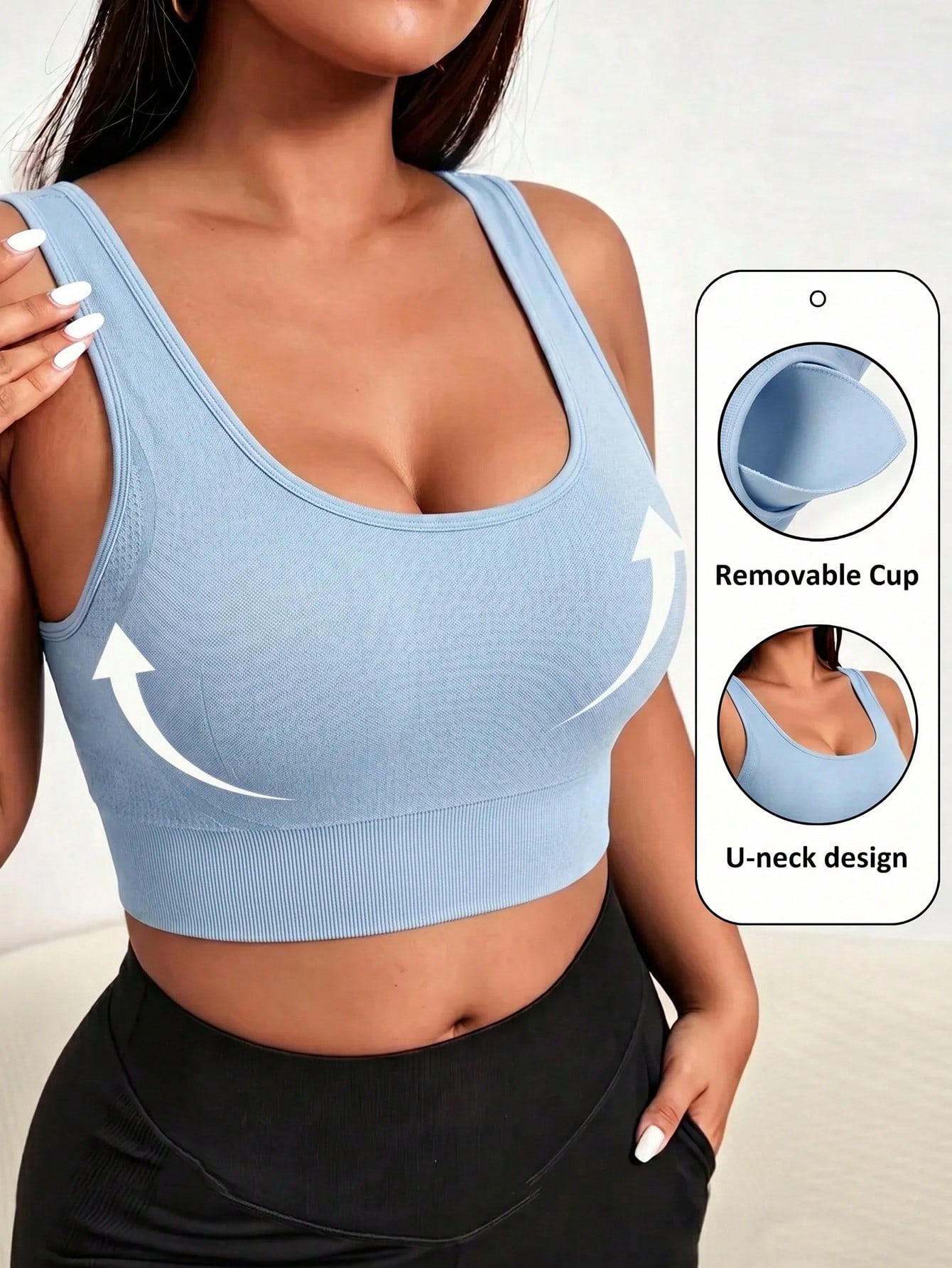 Push Up Bra Padded - Sujetador deportivo sin costuras de talla